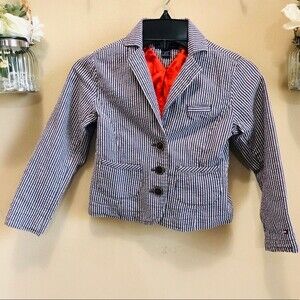 Tommy Hilfiger Girls' Striped Jacket/Blazer in Size XS (4-5) Cotton/Linen Blend